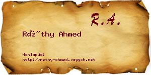 Réthy Ahmed névjegykártya